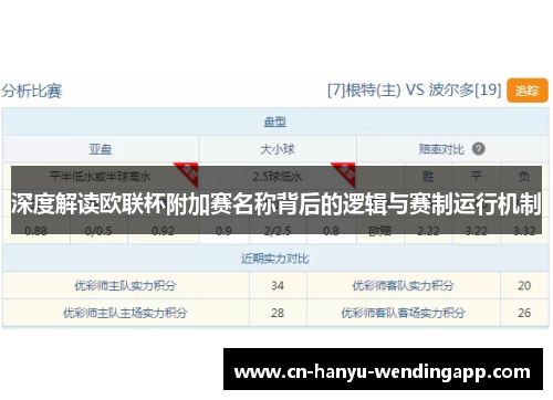深度解读欧联杯附加赛名称背后的逻辑与赛制运行机制