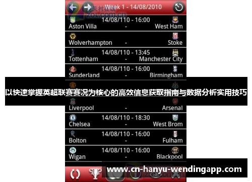 以快速掌握英超联赛赛况为核心的高效信息获取指南与数据分析实用技巧